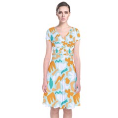 Short Sleeve Front Wrap Dress 
