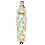 Design Pattern Seamless Tropical Short Sleeve Maxi Dress