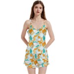 Design Pattern Seamless Tropical V-Neck Satin Loungewear Set