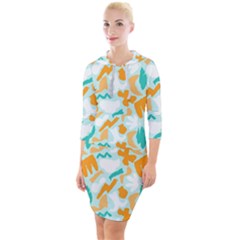 Quarter Sleeve Hood Bodycon Dress 