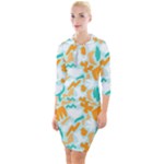 Design Pattern Seamless Tropical Quarter Sleeve Hood Bodycon Dress