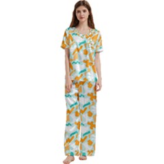 Short Sleeve Satin Pajamas Set With Pockets 