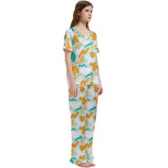 Short Sleeve Satin Pajamas Set With Pockets 