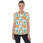 Design Pattern Seamless Tropical Shoulder Cut Out Short Sleeve Top