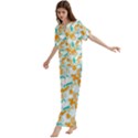 Short Sleeve Long Pants Satin Pajamas Set 