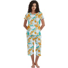 Short Sleeve 3/4 Length Pants Lounge Set 