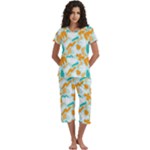Design Pattern Seamless Tropical Short Sleeve 3/4 Length Pants Lounge Set