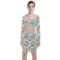 Long Sleeve Crop Top & Bodycon Skirt Set 