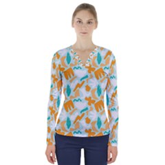 V-Neck Long Sleeve Top 