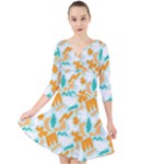 Design Pattern Seamless Tropical Quarter Sleeve Front Wrap Dress