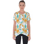 Design Pattern Seamless Tropical Cut Out Side Drop T-Shirt