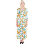 Design Pattern Seamless Tropical Quarter Sleeve Wrap Maxi Dress