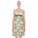 Design Pattern Seamless Tropical Spaghetti Strap Velvet Dress