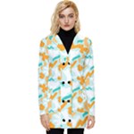 Design Pattern Seamless Tropical Button Up Hooded Coat 