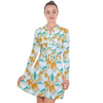 Design Pattern Seamless Tropical Long Sleeve Panel Dress