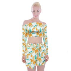 Off Shoulder Top with Mini Skirt Set 