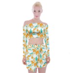 Design Pattern Seamless Tropical Off Shoulder Top with Mini Skirt Set
