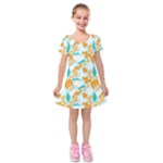 Design Pattern Seamless Tropical Kids  Short Sleeve Velvet Dress