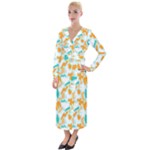 Design Pattern Seamless Tropical Velvet Maxi Wrap Dress