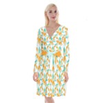 Design Pattern Seamless Tropical Long Sleeve Velvet Front Wrap Dress