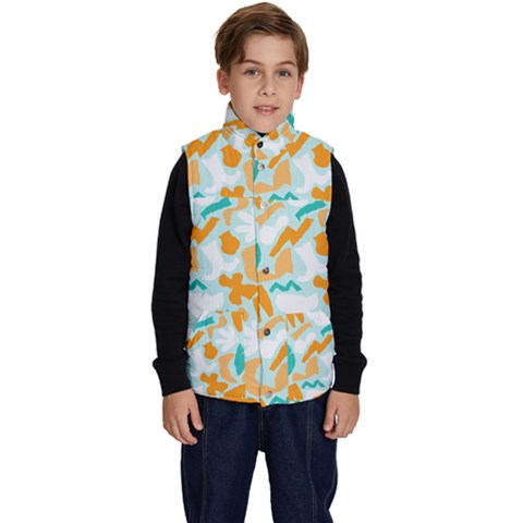 Design Pattern Seamless Tropical Kid s Button Up Puffer Vest from ArtsNow.com