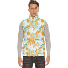 Design Pattern Seamless Tropical Men s High Neck Button Up Puffer Vest from ArtsNow.com