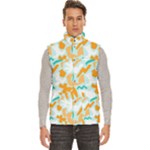 Design Pattern Seamless Tropical Men s High Neck Button Up Puffer Vest