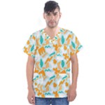 Design Pattern Seamless Tropical Men s V-Neck Scrub Top