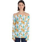 Design Pattern Seamless Tropical Off Shoulder Long Sleeve Top