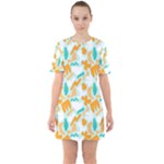 Design Pattern Seamless Tropical Sixties Short Sleeve Mini Dress