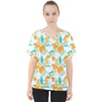 Design Pattern Seamless Tropical V-Neck Dolman Drape Top