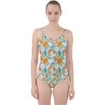 Design Pattern Seamless Tropical Cut Out Top Tankini Set