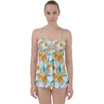 Design Pattern Seamless Tropical Babydoll Tankini Top