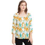 Design Pattern Seamless Tropical Chiffon Quarter Sleeve Blouse