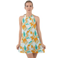 Halter Tie Back Chiffon Dress 