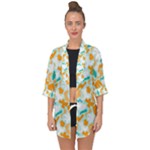 Design Pattern Seamless Tropical Open Front Chiffon Kimono