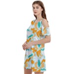 Design Pattern Seamless Tropical Women s Cold Shoulder Round Neck Mini Dress