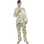 Design Pattern Seamless Tropical Men s Long Sleeve Satin Pajamas Set