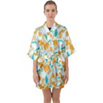 Design Pattern Seamless Tropical Half Sleeve Satin Kimono 