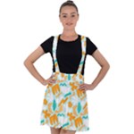 Design Pattern Seamless Tropical Velvet Suspender Skater Skirt