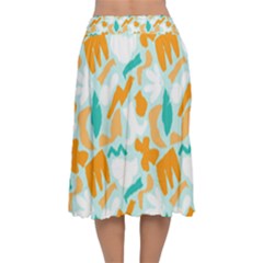 Velvet Flared Midi Skirt 