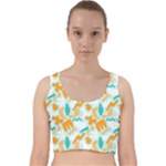 Design Pattern Seamless Tropical Velvet Racer Back Crop Top