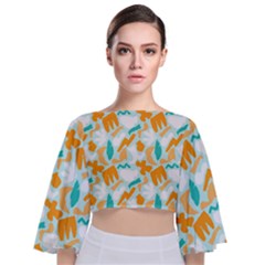 Tie Back Butterfly Sleeve Chiffon Top 
