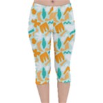 Design Pattern Seamless Tropical Velvet Capri Leggings 