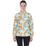 Design Pattern Seamless Tropical Women s High Neck Windbreaker