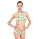 Design Pattern Seamless Tropical High Neck Bikini Set