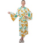 Design Pattern Seamless Tropical Maxi Velvet Kimono