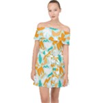 Design Pattern Seamless Tropical Off Shoulder Chiffon Dress