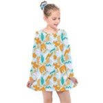 Design Pattern Seamless Tropical Kids  Long Sleeve Dress