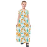 Design Pattern Seamless Tropical Kids  Short Sleeve Maxi Dress